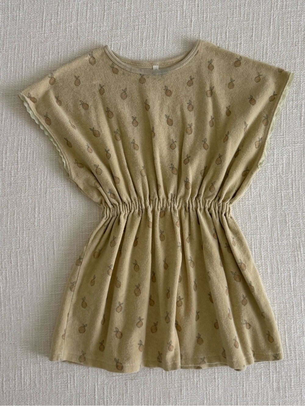 Kids Pineapple Print Elastic-Waist Dress — Cream